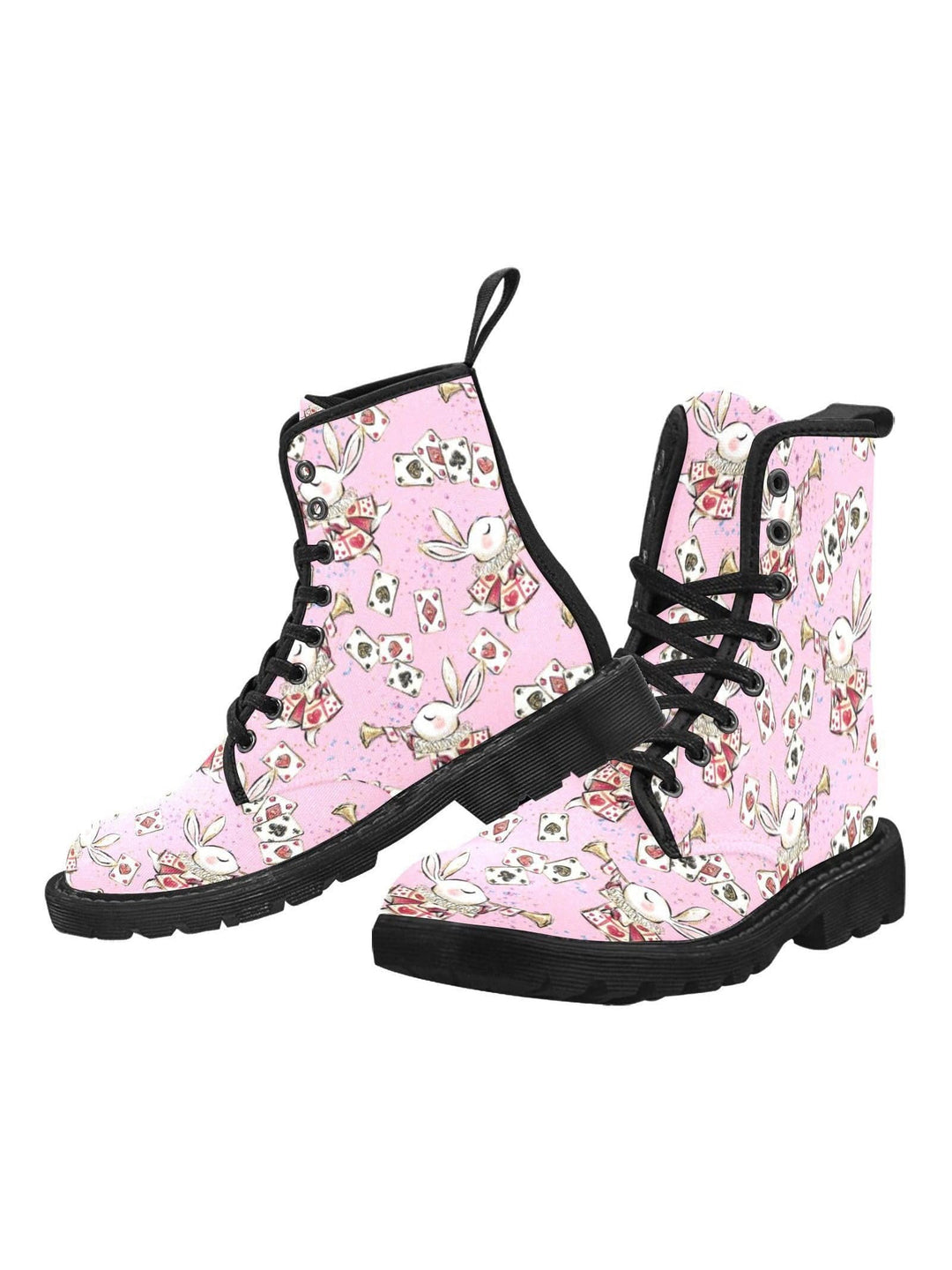 Down the Rabbit Hole Women's Lace Up Canvas Boots - Poison Arrow Retro