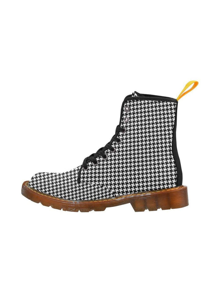 Houndstooth Check Women's Lace Up Combat Boots - Poison Arrow Retro