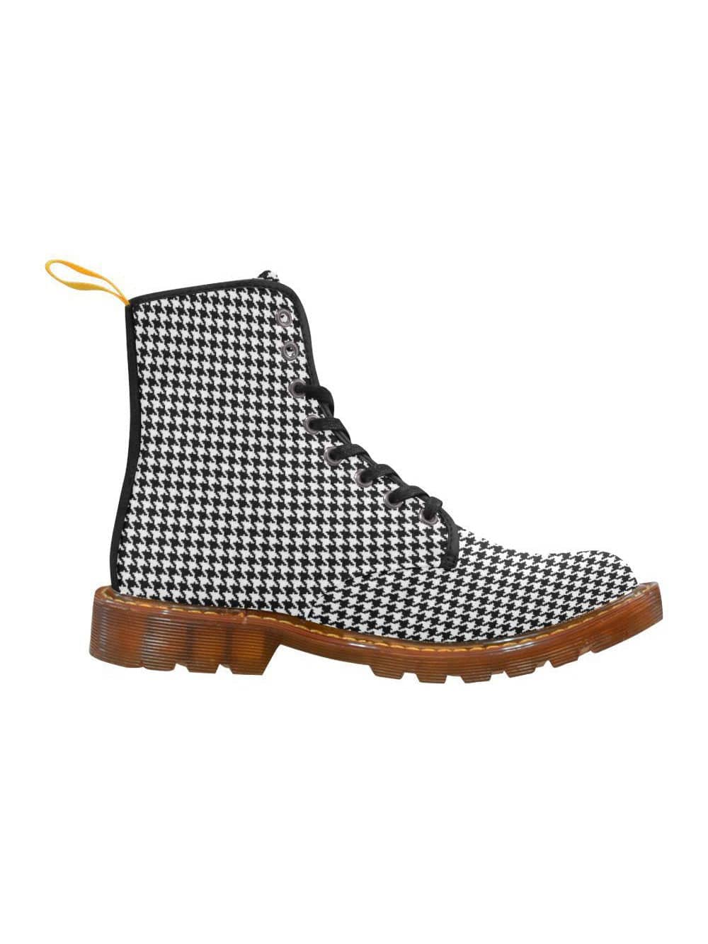 Houndstooth Check Women's Lace Up Combat Boots - Poison Arrow Retro