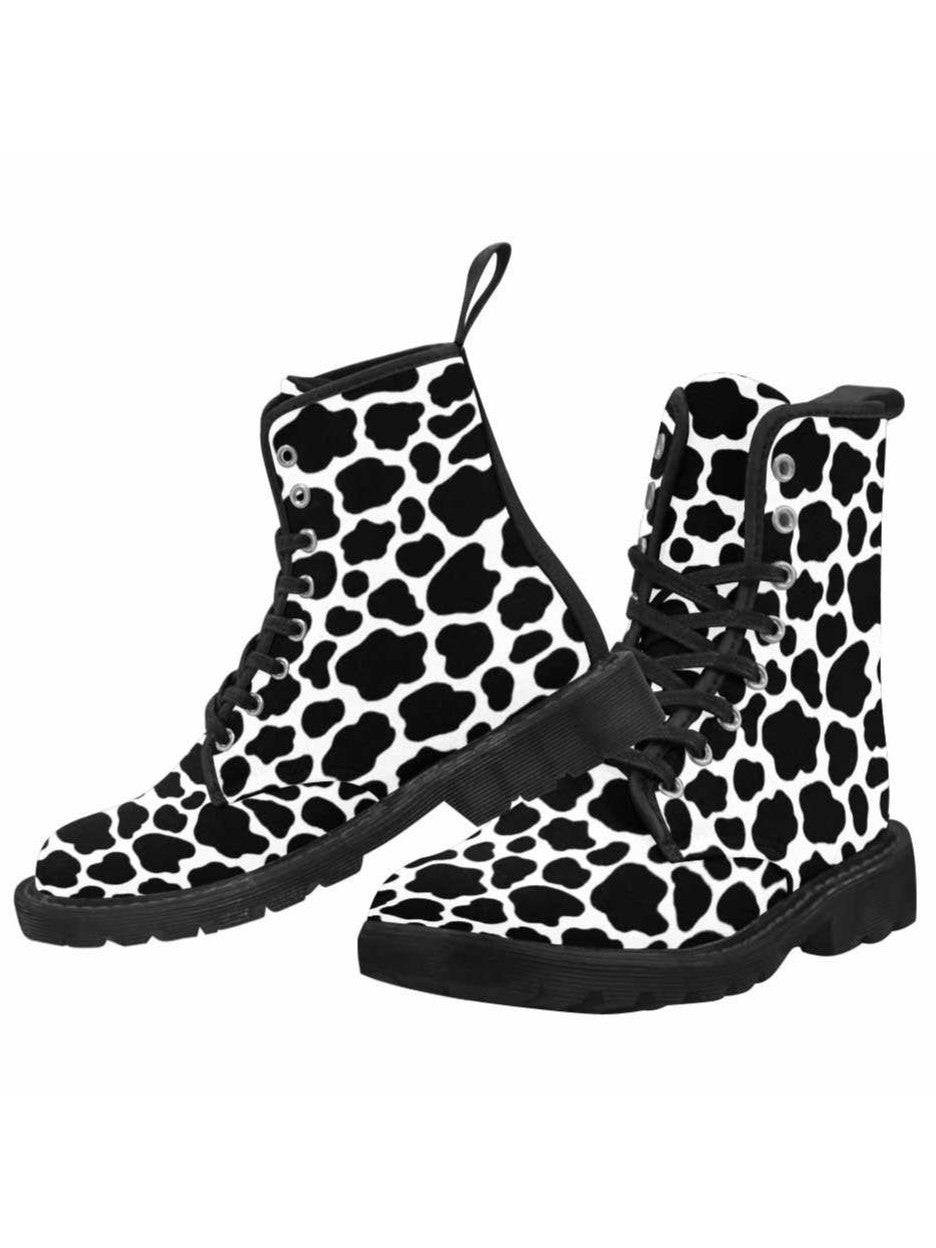 Moo Cows Lace Up Combat Boots - Poison Arrow Retro