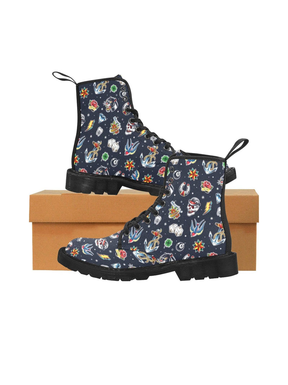 Old School Tattoo Women's Lace Up Canvas Boots - Poison Arrow Retro