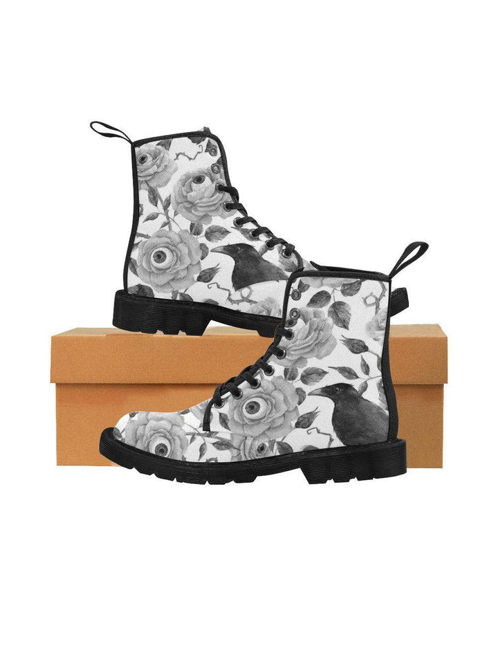 RAVENS Women's Lace Up Canvas Boots - Poison Arrow Retro