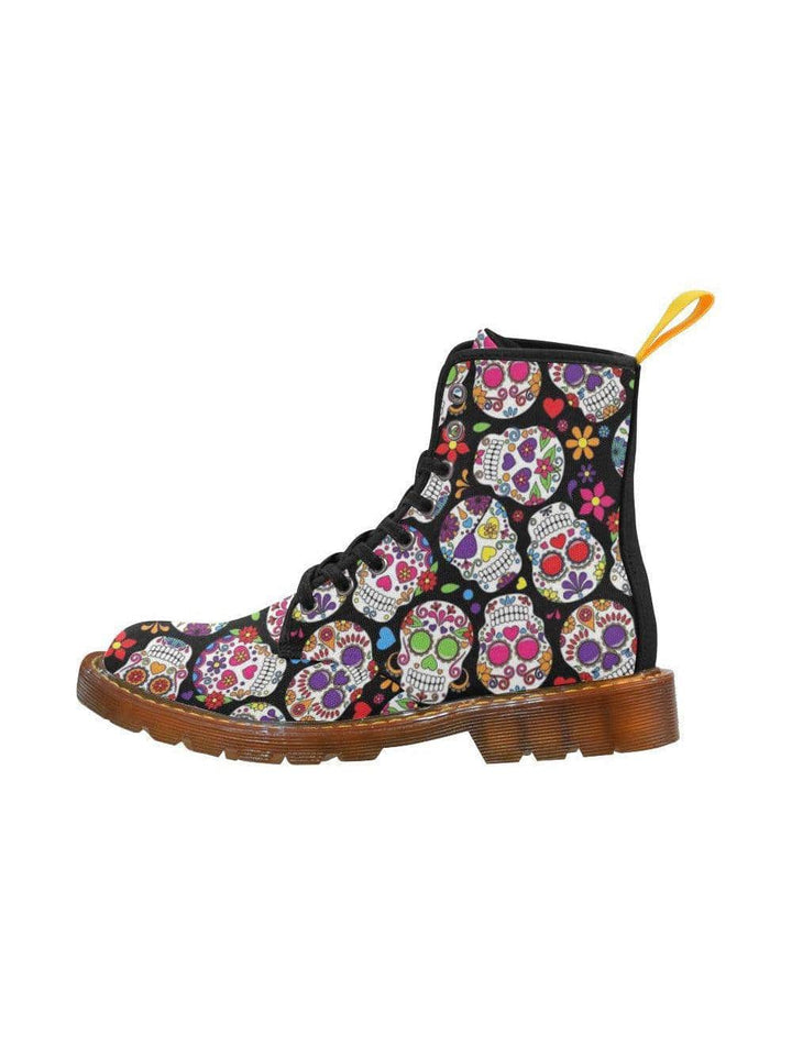 Sugar Skulls Women's Lace Up Combat Boots - Poison Arrow Retro