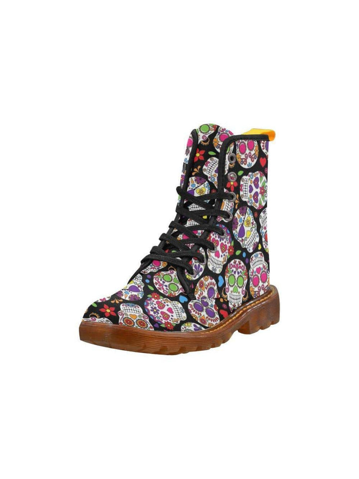 Sugar Skulls Women's Lace Up Combat Boots - Poison Arrow Retro