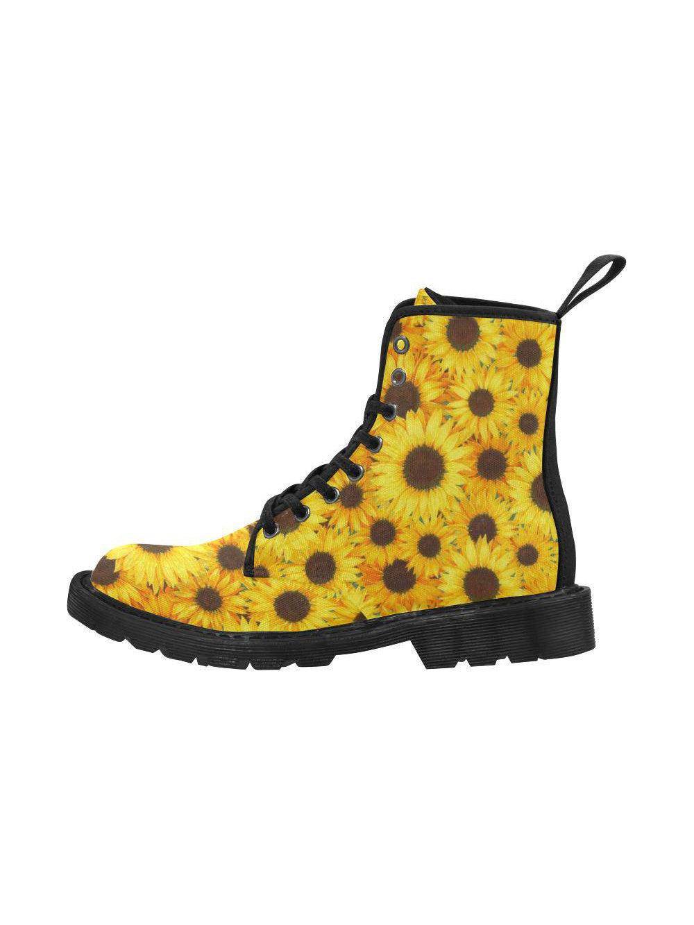 SUNFLOWERS  Women's Lace Up Canvas Boots - Poison Arrow Retro