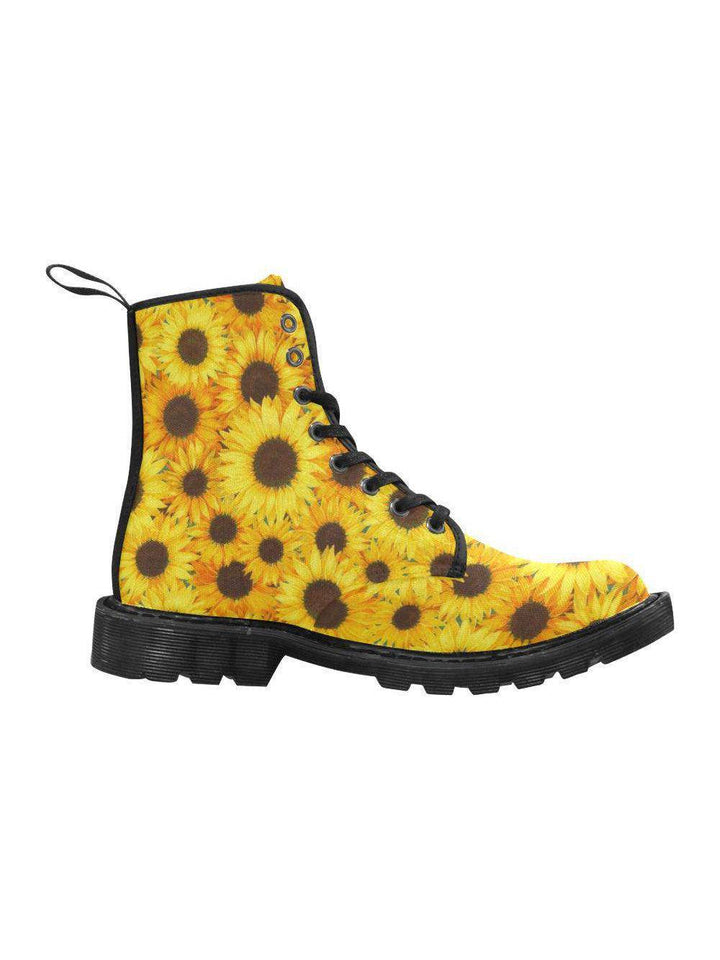 SUNFLOWERS  Women's Lace Up Canvas Boots - Poison Arrow Retro