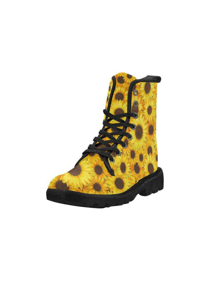 SUNFLOWERS  Women's Lace Up Canvas Boots - Poison Arrow Retro