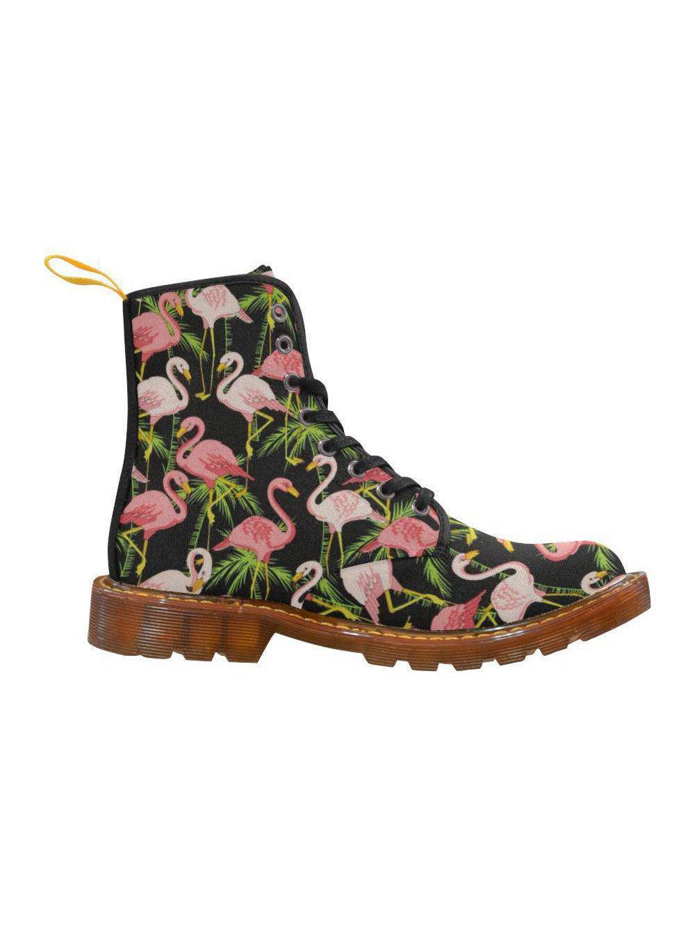 Black Flamingos Women's Lace Up Combat Boots - Poison Arrow Retro