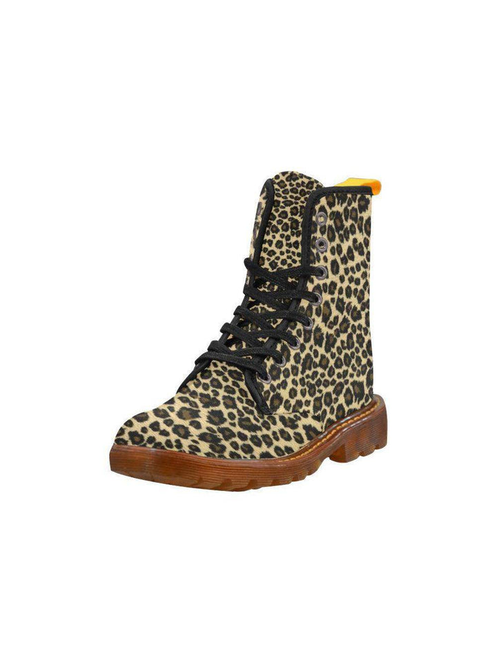 Leopard Print Women's Lace Up Combat Boots - Poison Arrow Retro