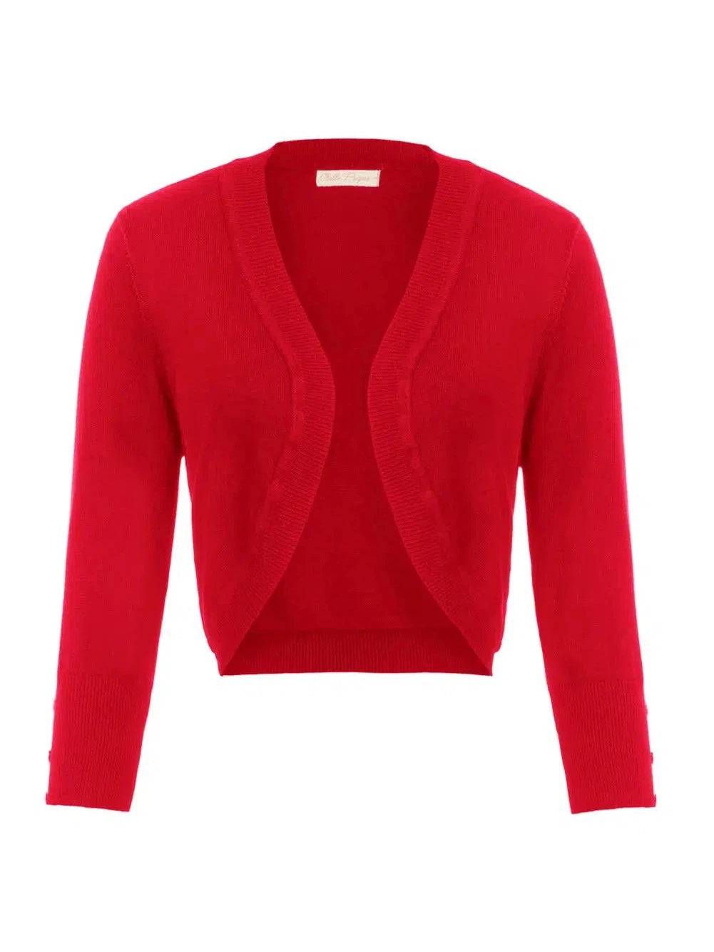 Red Knitted Bolero 3/4 Sleeve - Poison Arrow Retro