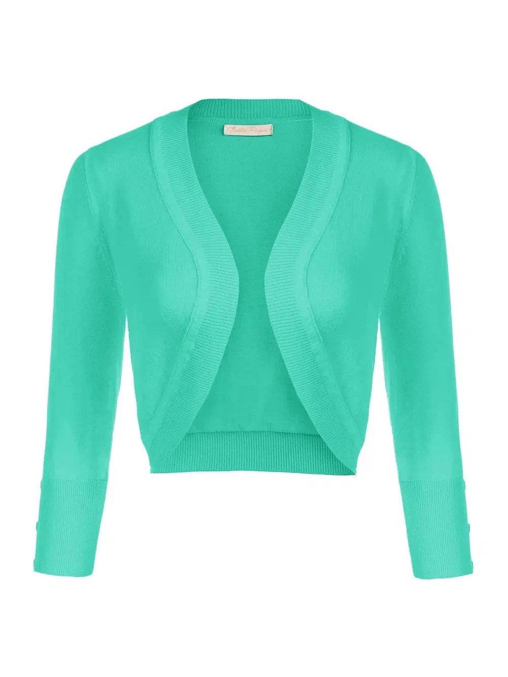 Turquoise Knitted Bolero 3/4 Sleeve - Poison Arrow Retro