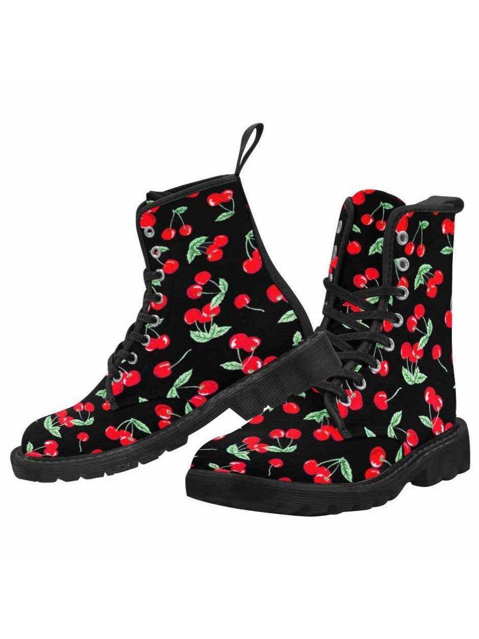 Cherry Pops Women's Lace Up Canvas Boots - Poison Arrow Retro