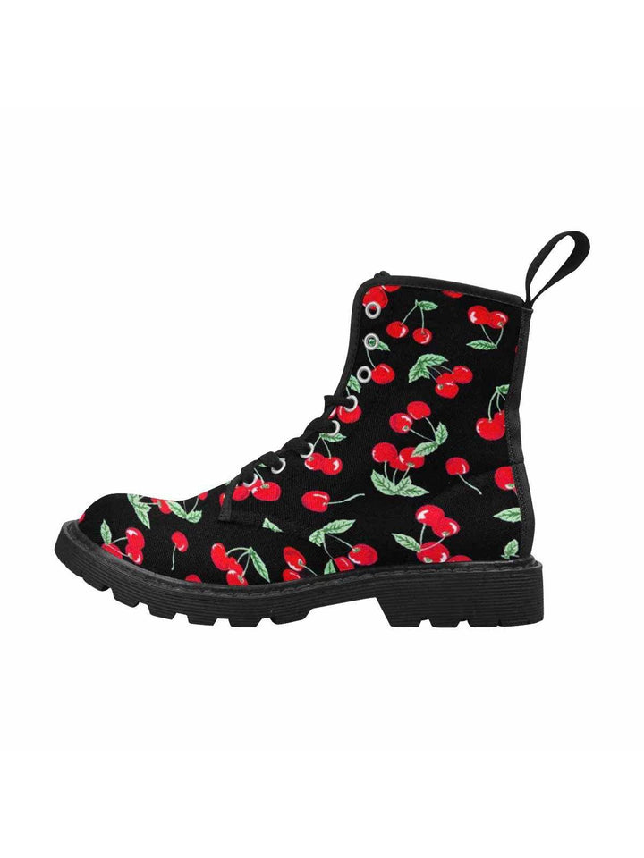 Cherry Pops Women's Lace Up Canvas Boots - Poison Arrow Retro