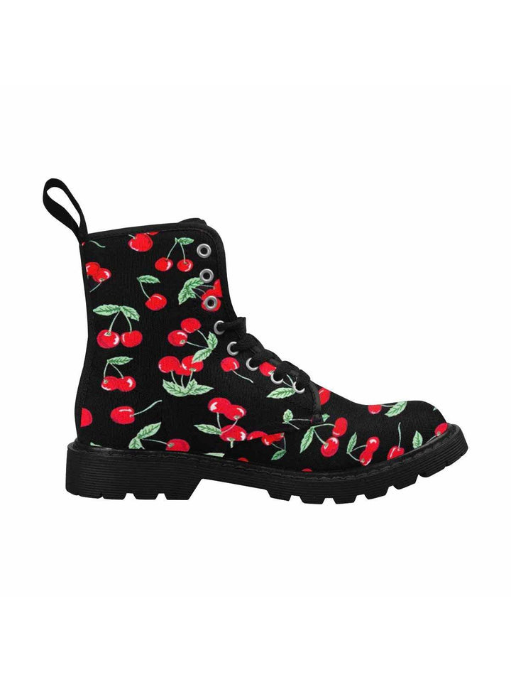 Cherry Pops Women's Lace Up Canvas Boots - Poison Arrow Retro