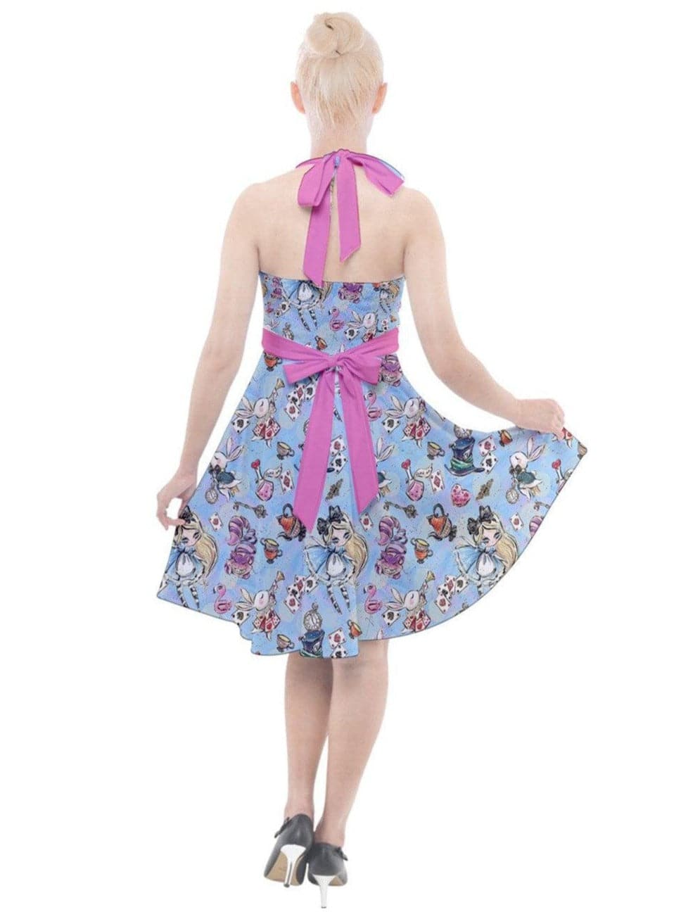 ALICE IN WONDERLAND HALTER PARTY SWING DRESS - Poison Arrow Retro