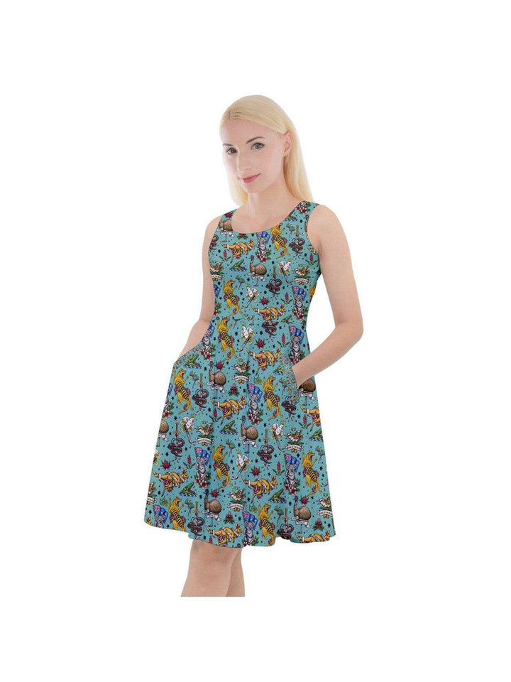 Aussie Fauna Knee Length Skater Dress With Pockets