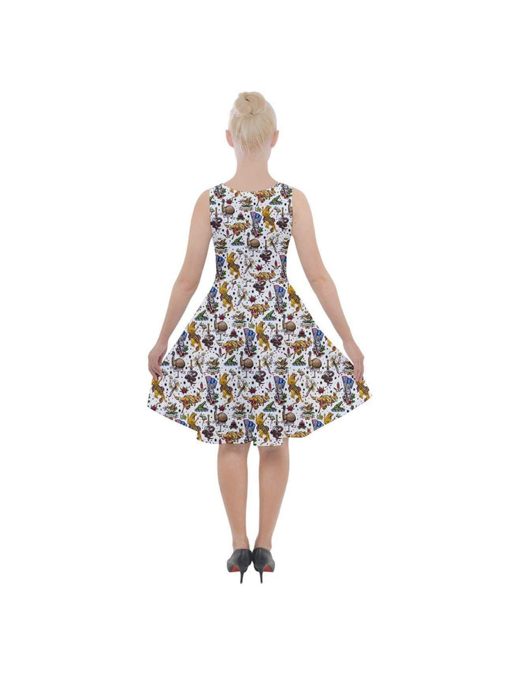 Aussie Fauna Knee Length Skater Dress With Pockets - Poison Arrow Retro