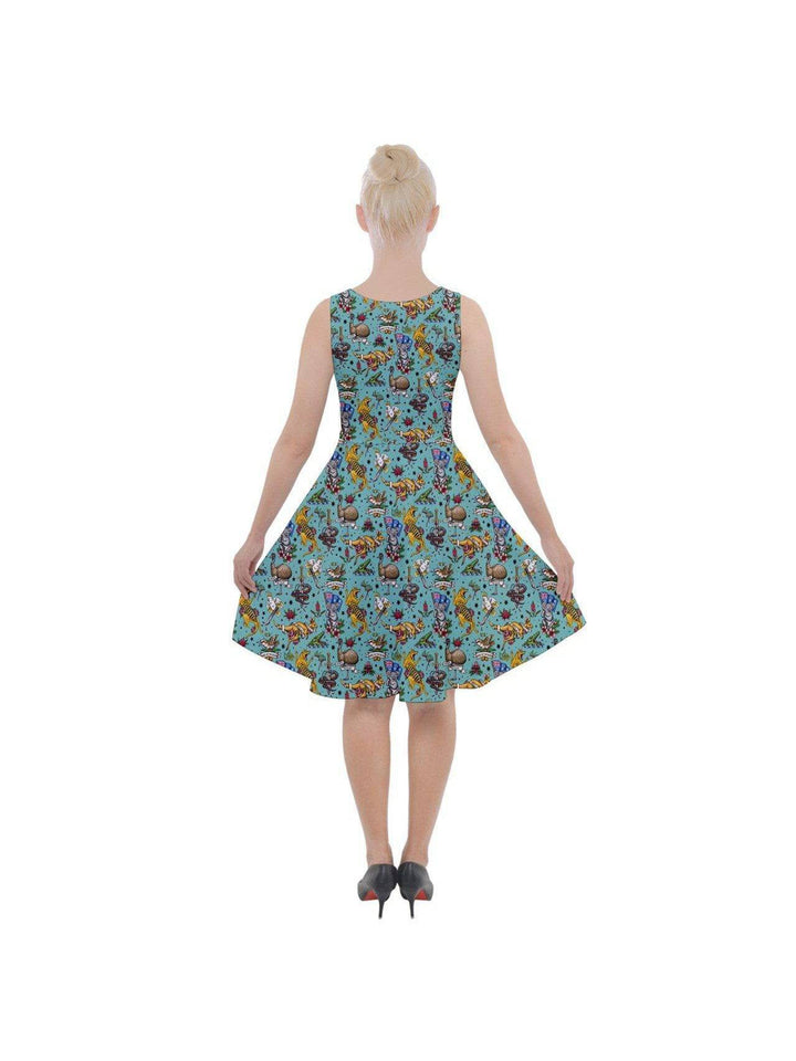 Aussie Fauna Knee Length Skater Dress With Pockets