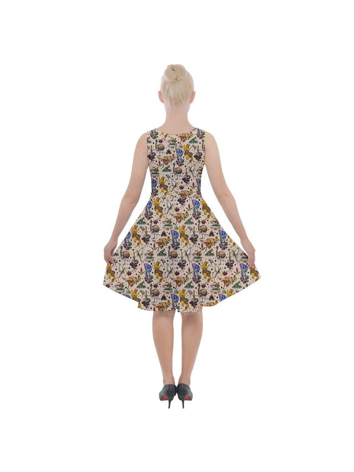 Aussie Fauna Knee Length Skater Dress With Pockets - Poison Arrow Retro