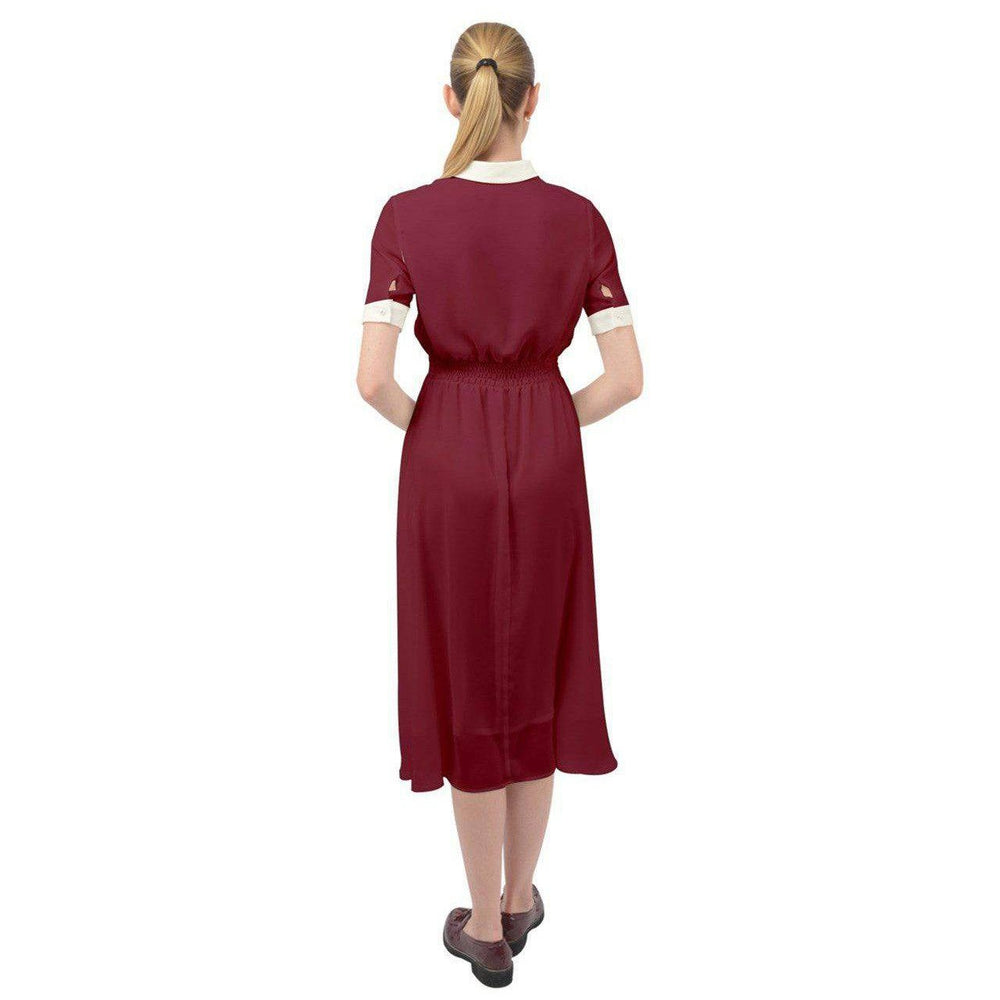 AVA 1940s Vintage KEYHOLE NECKLINE DRESS BURGUNDY - Poison Arrow Retro