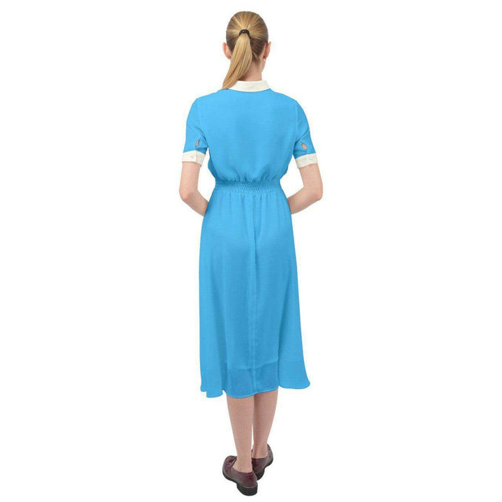 AVA 1940s Vintage Keyhole Neckline Dress Sky Blue - Poison Arrow Retro