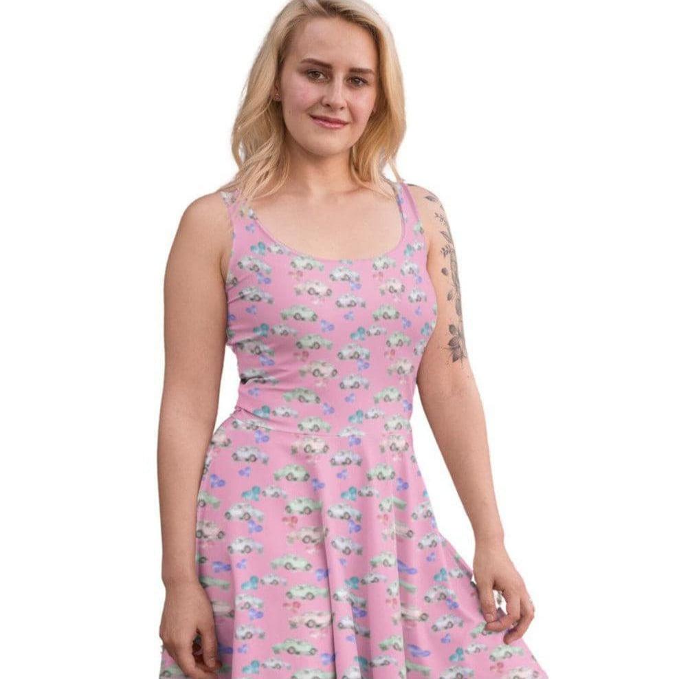 Beetle Hearts Knee Length Skater Dress With Pockets - Poison Arrow Retro