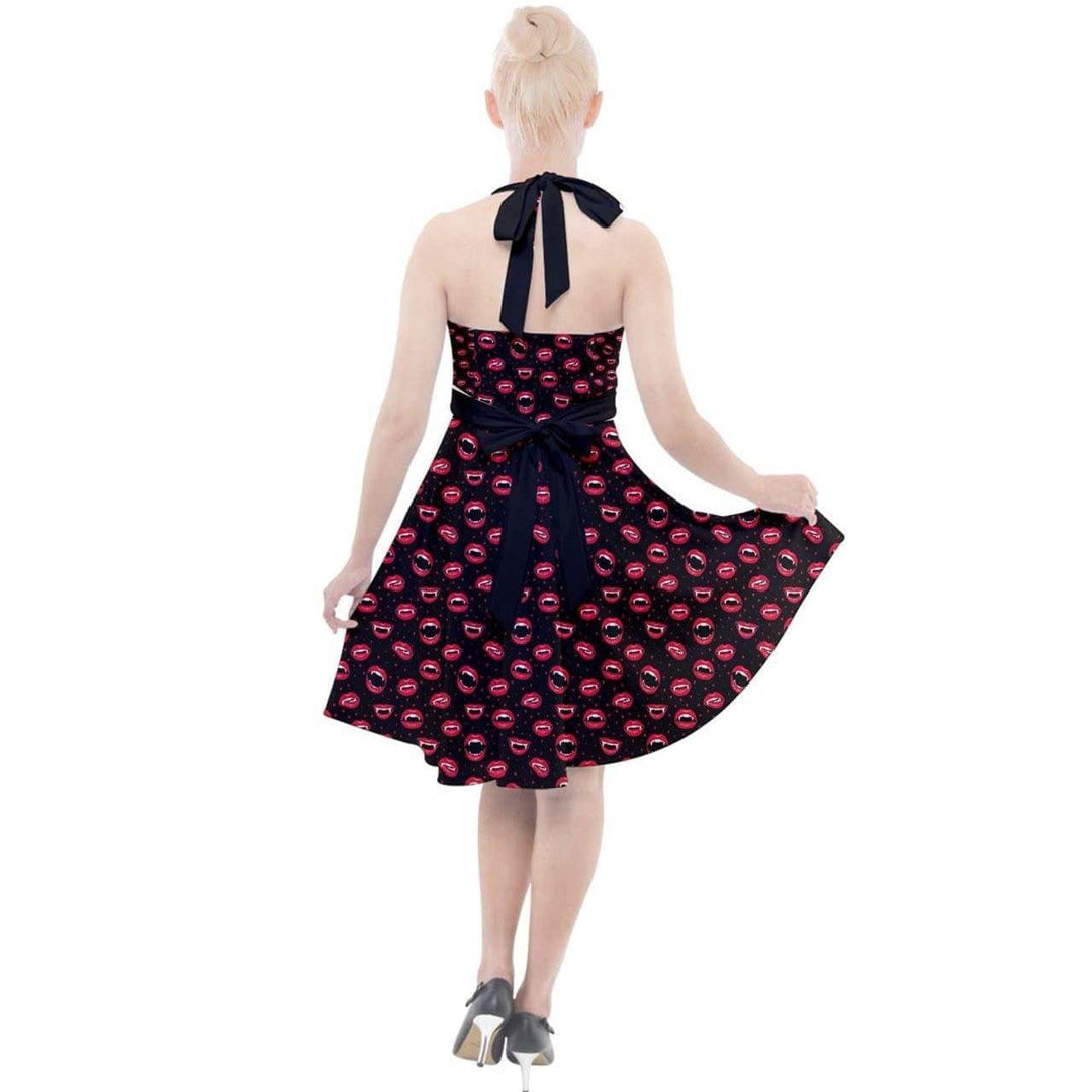 BITE ME!  Halter Party Swing Dress - Poison Arrow Retro