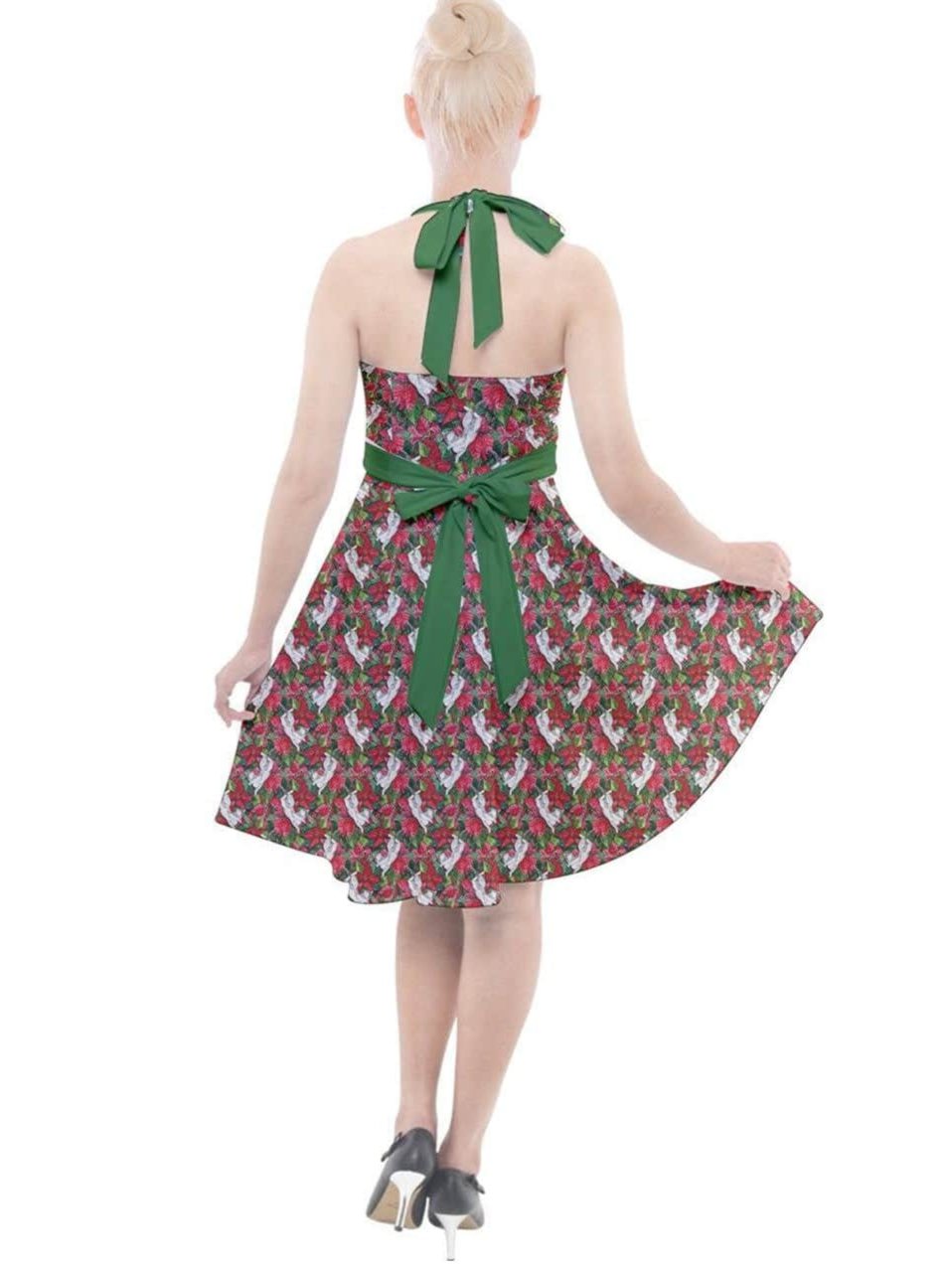 Christmas Cats Halter Party Swing Dress - Poison Arrow Retro