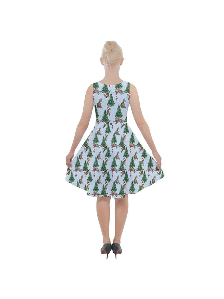 Christmas Cats Knee Length Skater Dress With Pockets