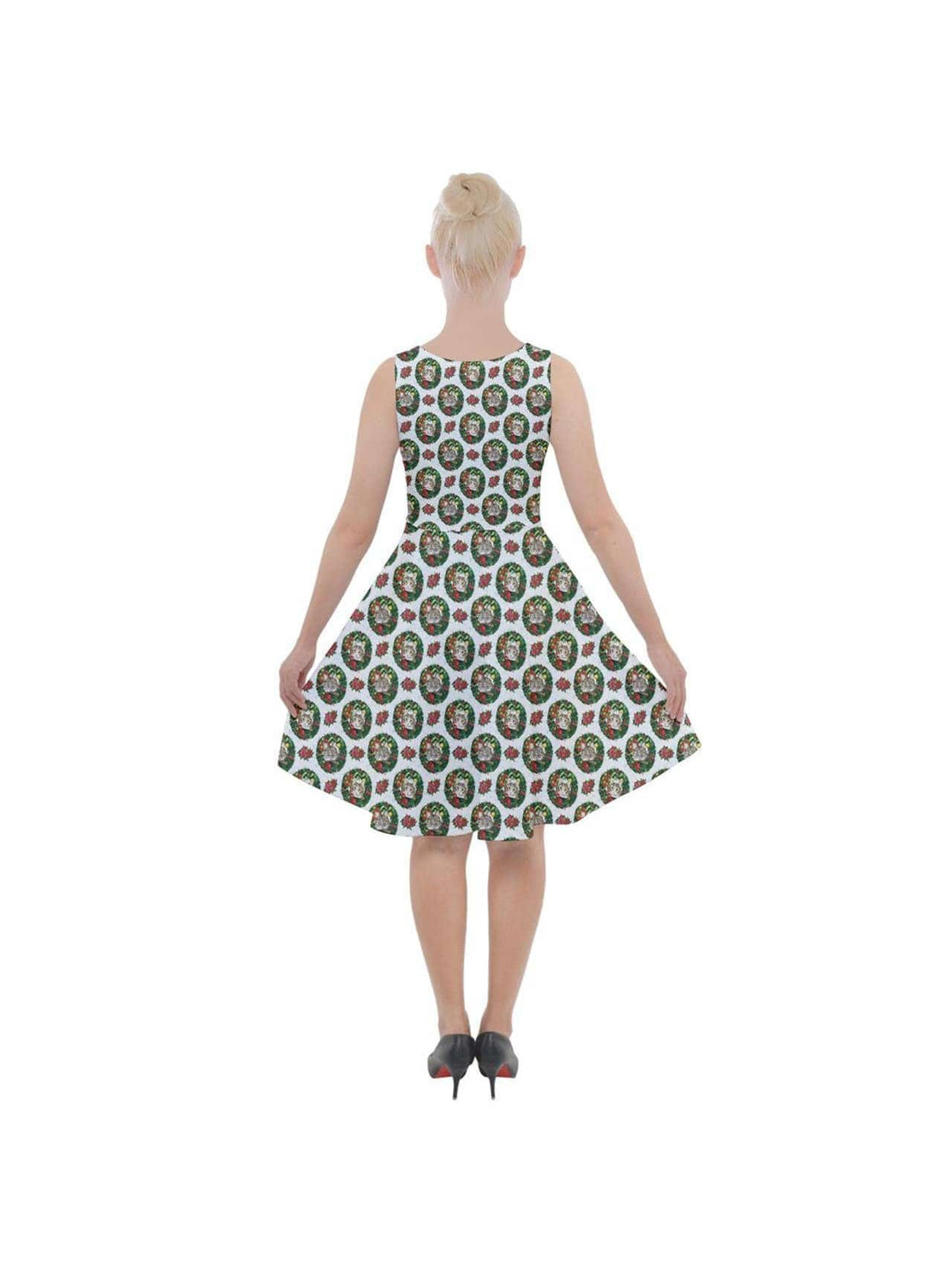 Christmas Cats Knee Length Skater Dress With Pockets - Poison Arrow Retro