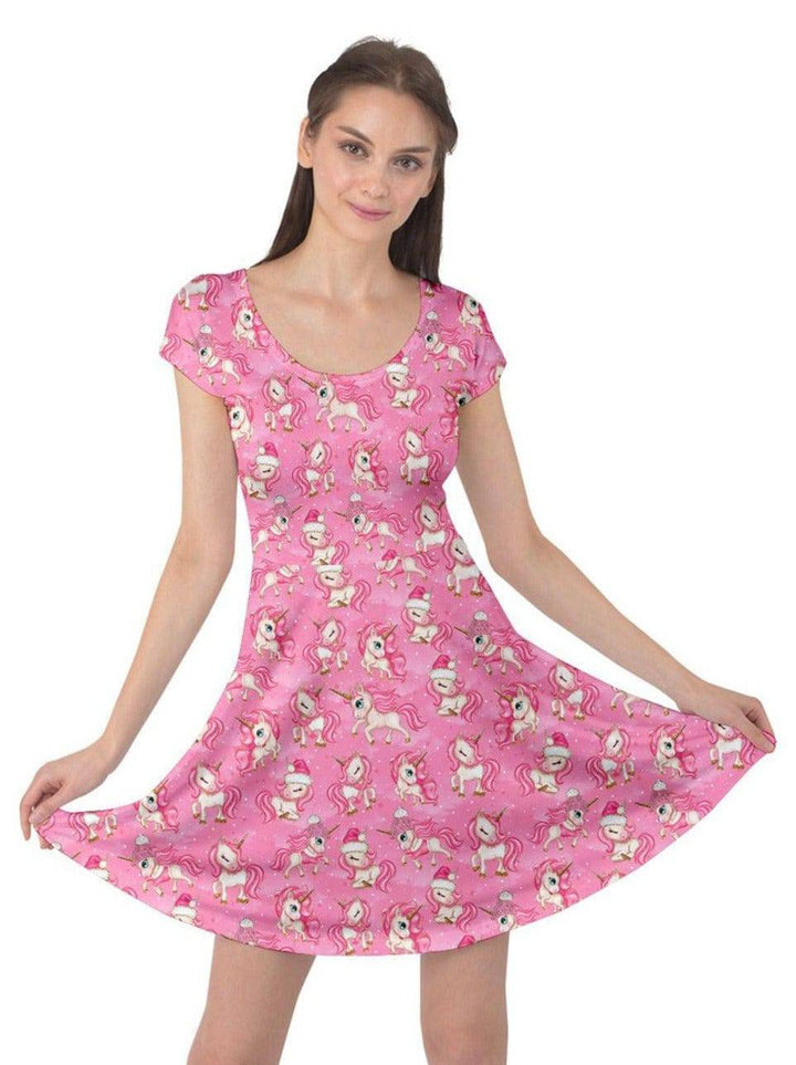 Christmas Unicorns Cap Sleeve Dress - Poison Arrow Retro