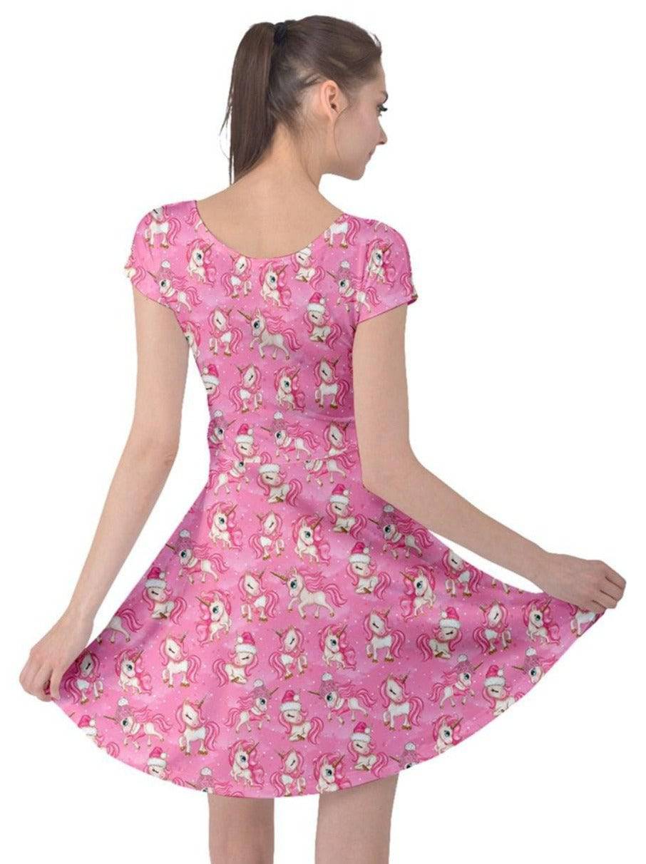 Christmas Unicorns Cap Sleeve Dress - Poison Arrow Retro