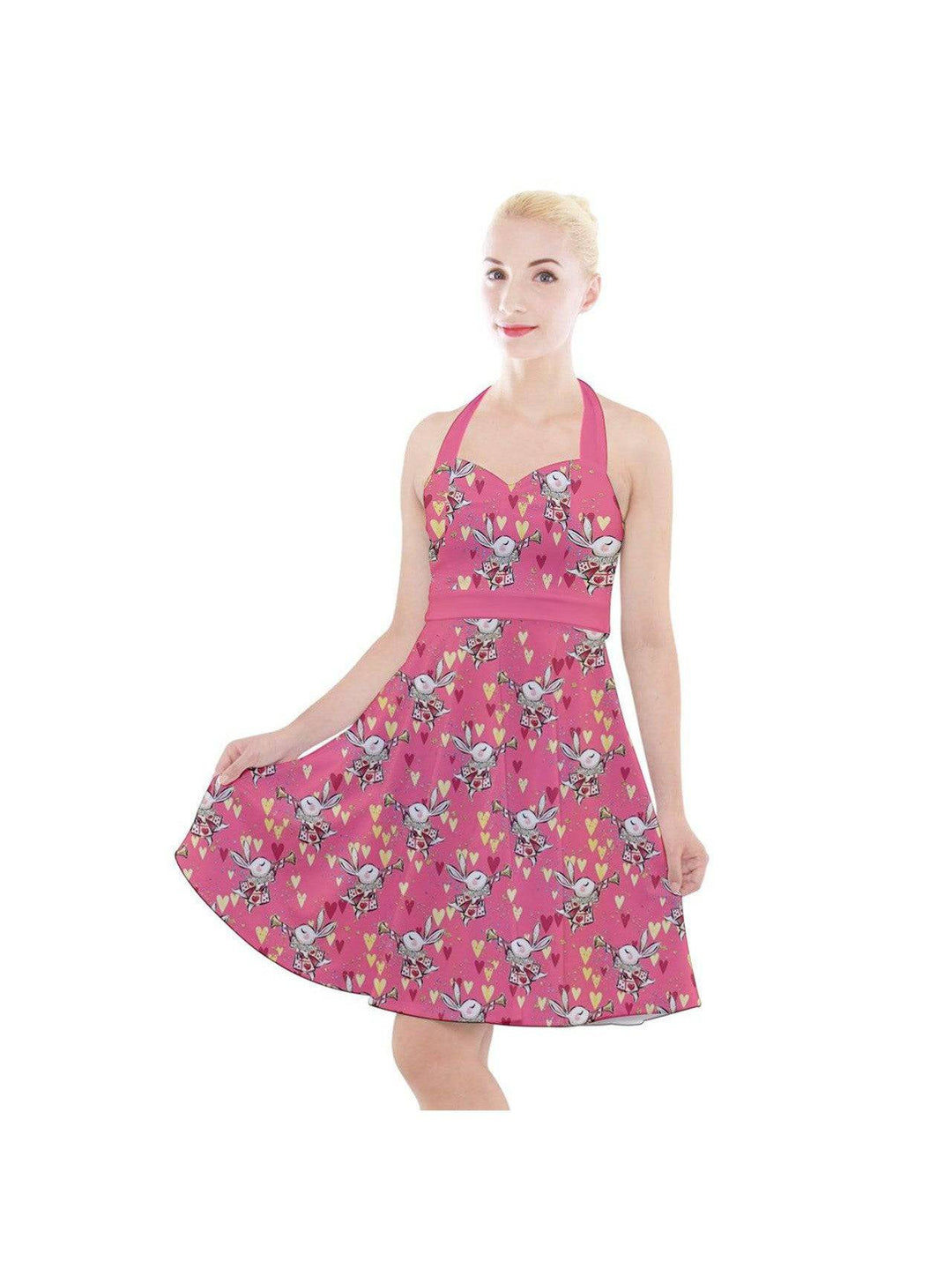 Down the Rabbit Hole Halter Party Swing Dress