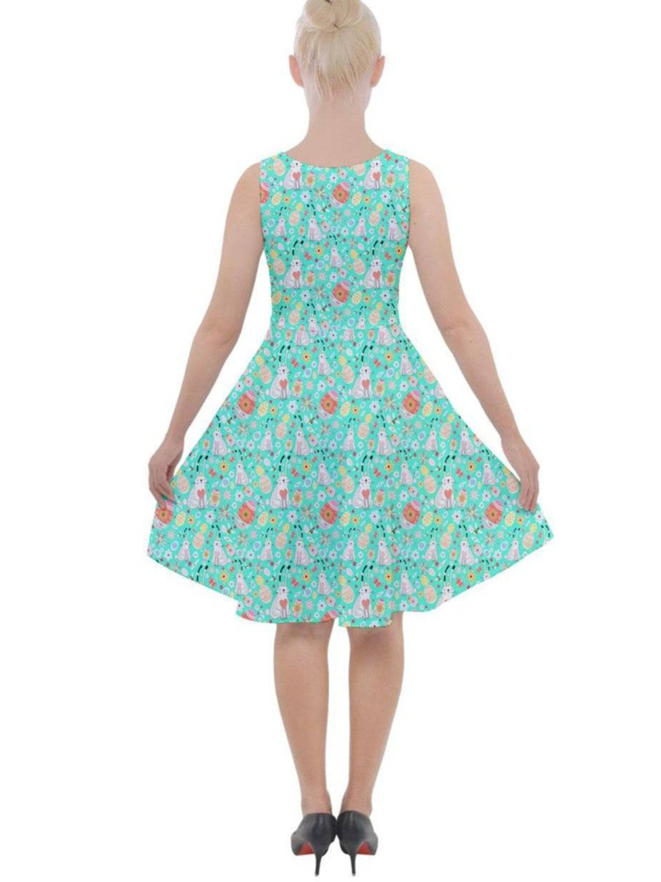 Easter Bunny Knee Length Skater Dress With Pockets - Poison Arrow Retro