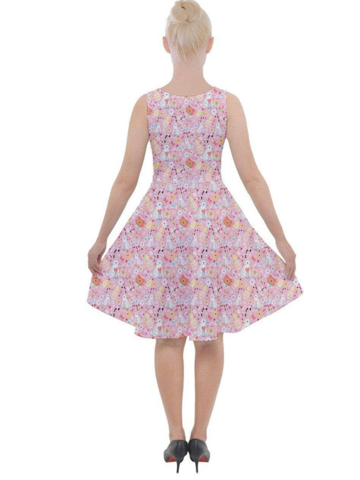 Easter Bunny Knee Length Skater Dress With Pockets - Poison Arrow Retro