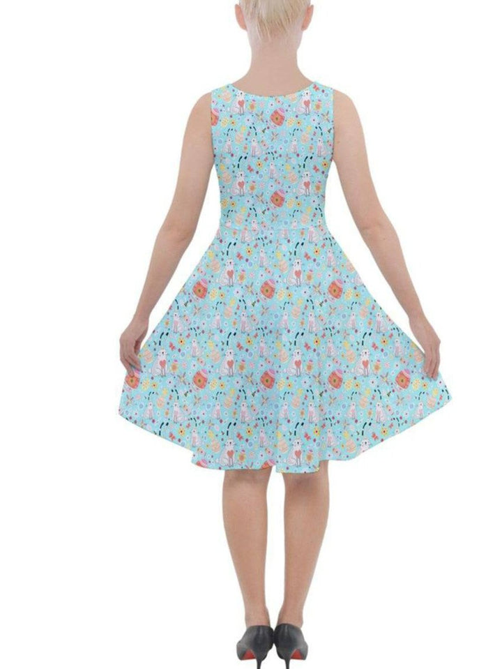 Easter Bunny Knee Length Skater Dress With Pockets - Poison Arrow Retro