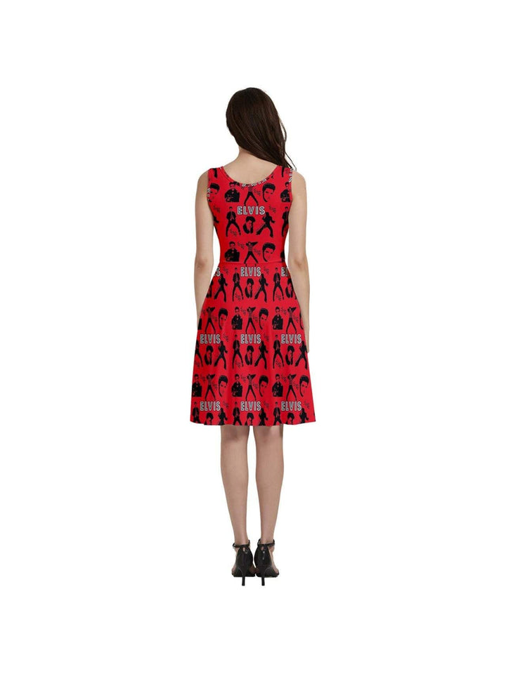 Elvis Jailhouse Rock Sleeveless V-Neck Skater Dress with Pockets