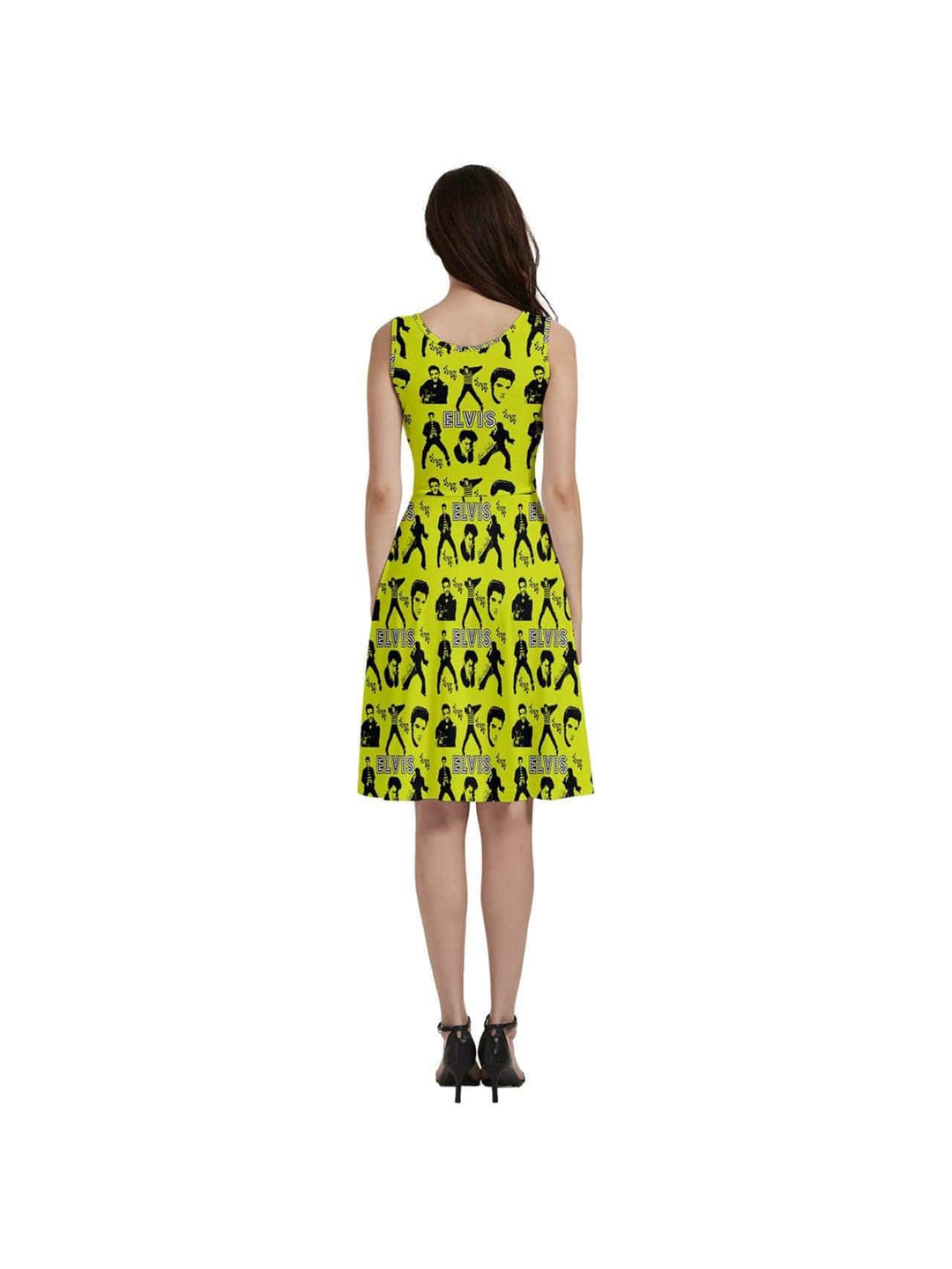 Elvis Jailhouse Rock Sleeveless V-Neck Skater Dress with Pockets - Poison Arrow Retro