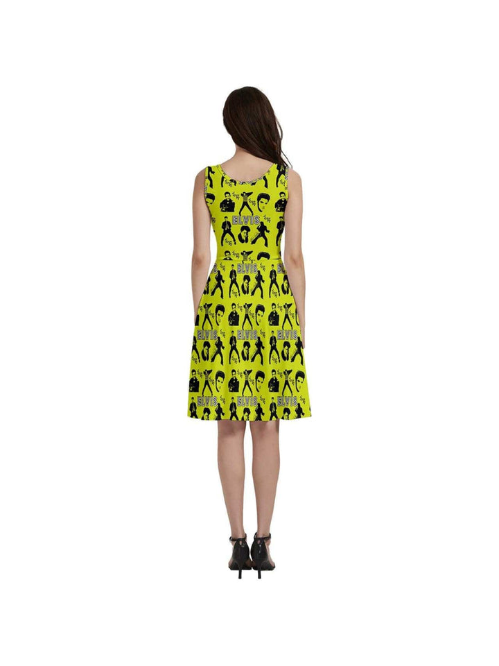 Elvis Jailhouse Rock Sleeveless V-Neck Skater Dress with Pockets