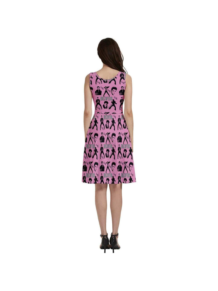 Elvis Jailhouse Rock Sleeveless V-Neck Skater Dress with Pockets - Poison Arrow Retro