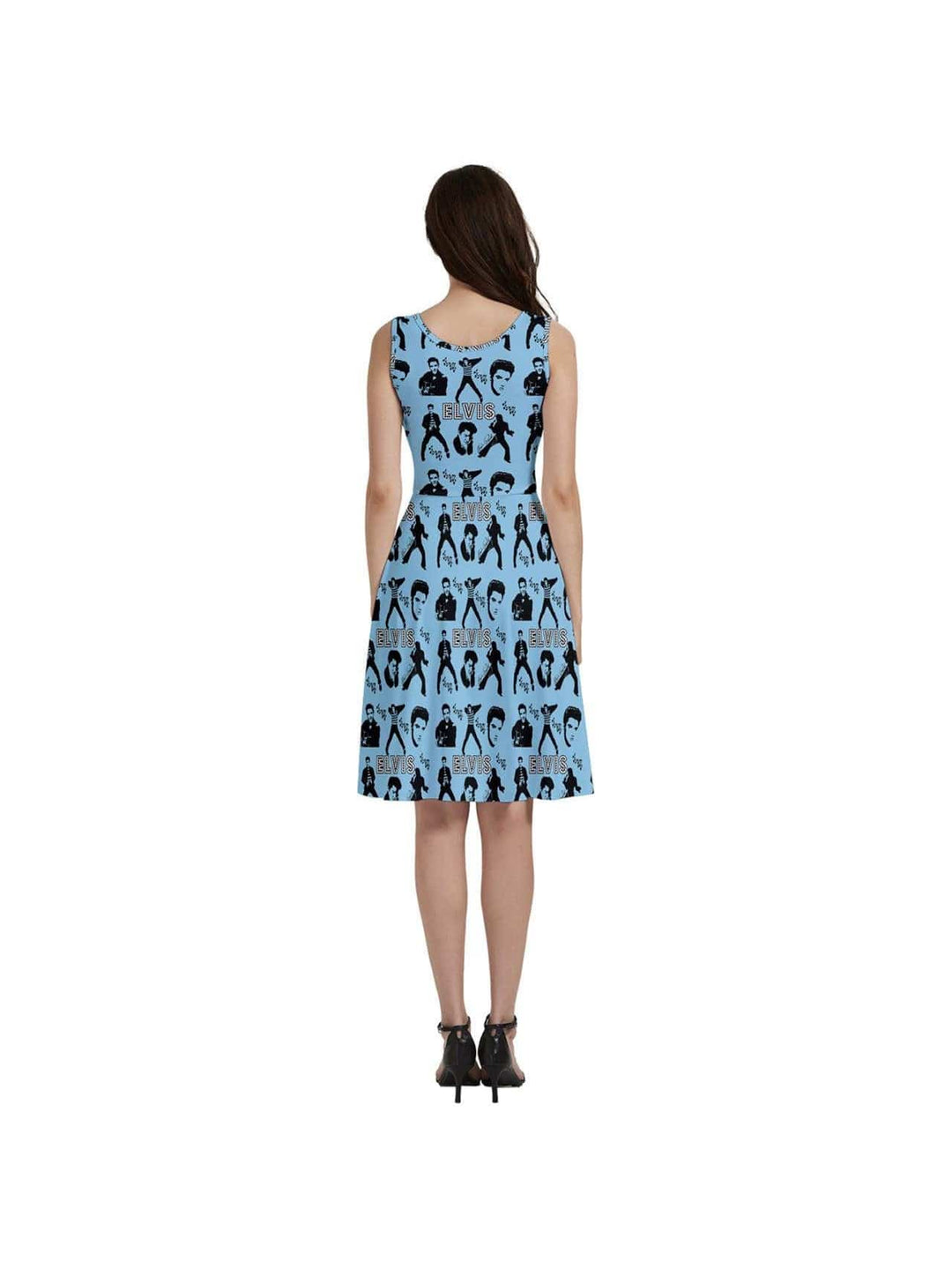 Elvis Jailhouse Rock Sleeveless V-Neck Skater Dress with Pockets