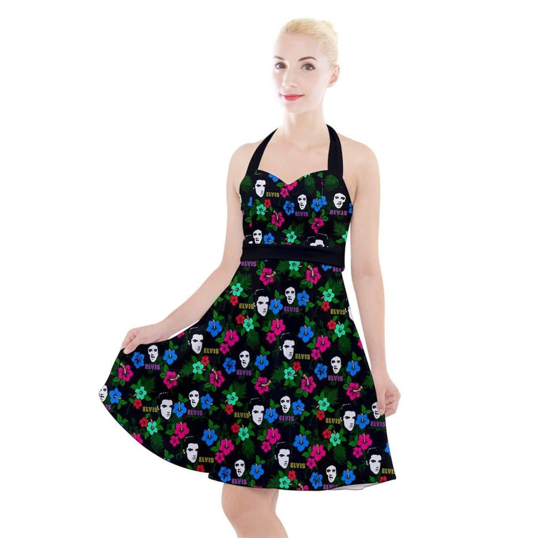 Hawaii Elvis Halter Party Swing Dress - Poison Arrow Retro