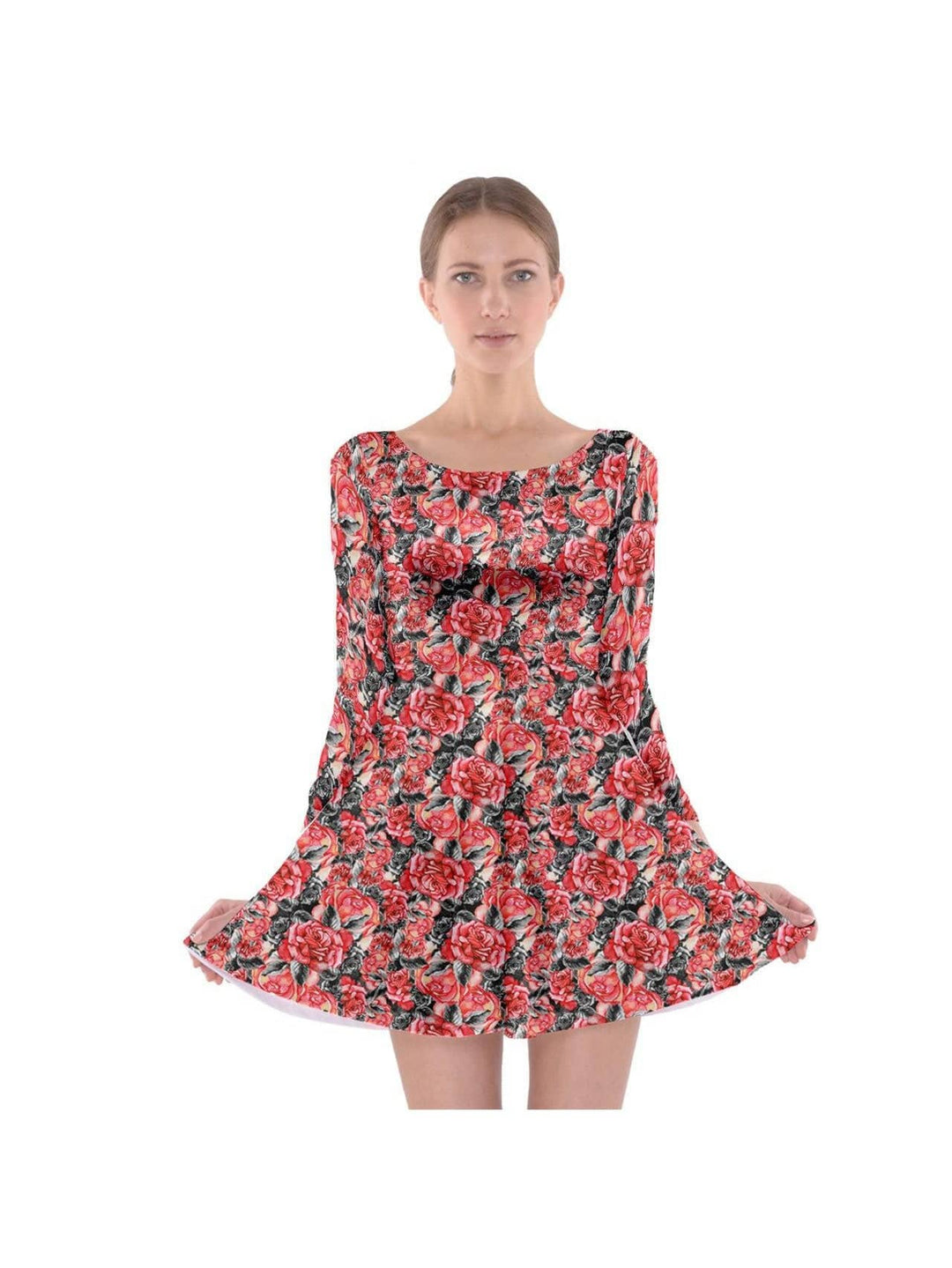 HOLLYWOOD Long Sleeve Skater Dress - Poison Arrow Retro