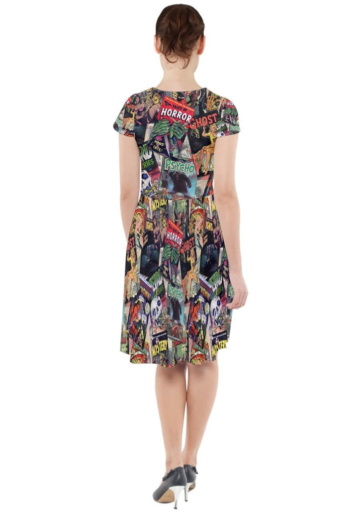 Horror Story Print Midi Dress - Poison Arrow Retro