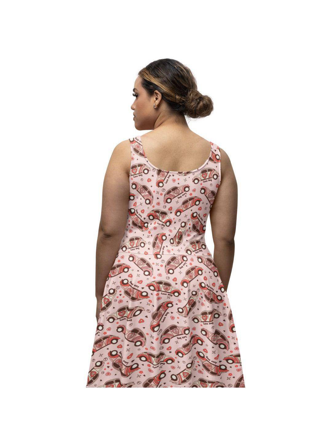 Love Bugs Knee Length Skater Dress with Pockets - Poison Arrow Retro