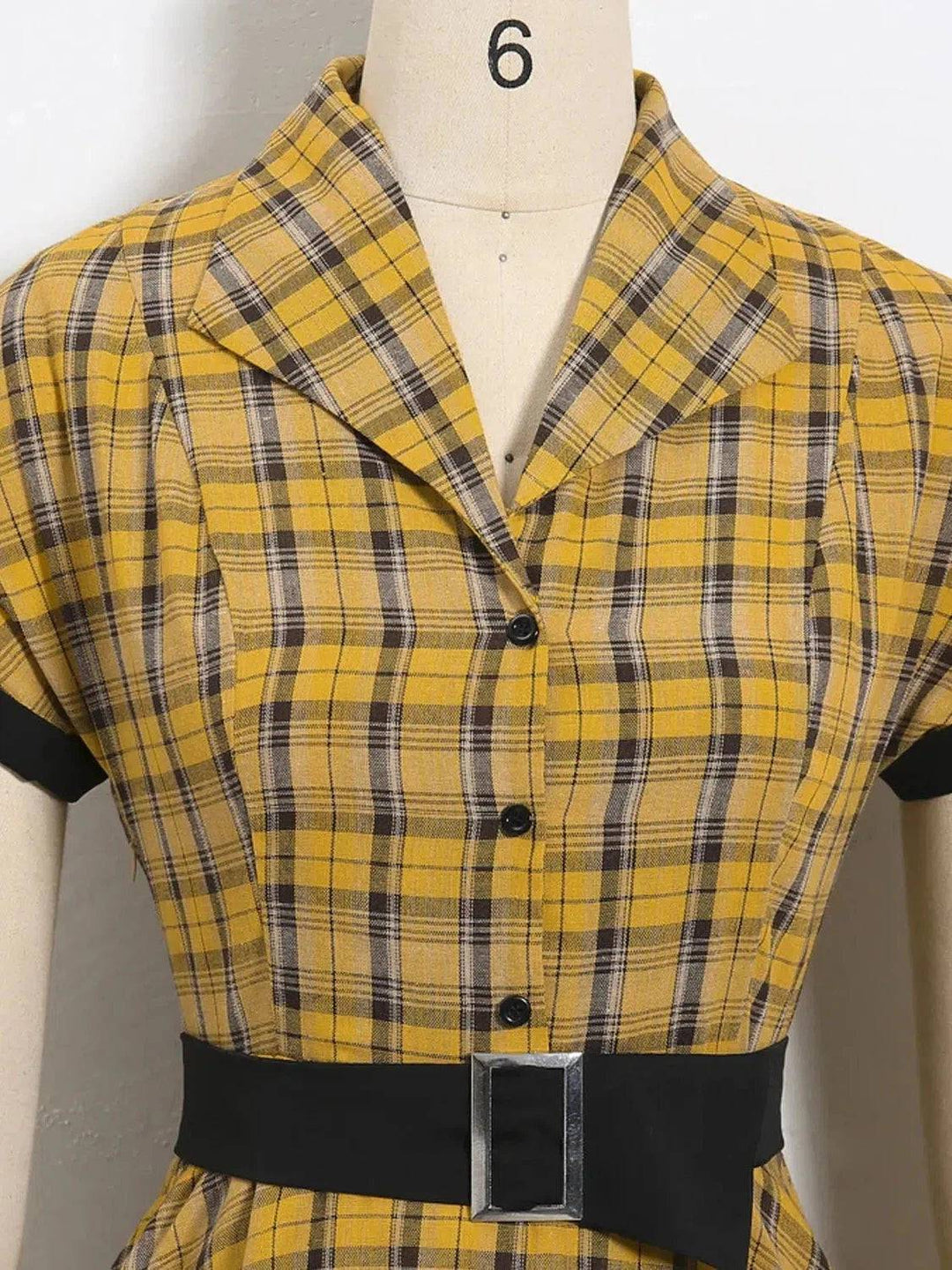 Lucille Plaid Single Breasted 50s Dress - Poison Arrow Retro