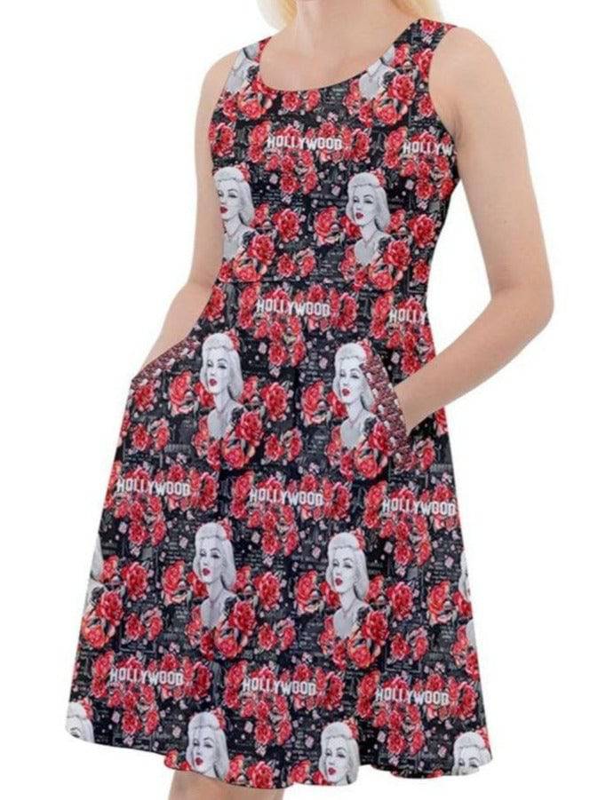 Marilyn Knee Length Skater Dress With Pockets