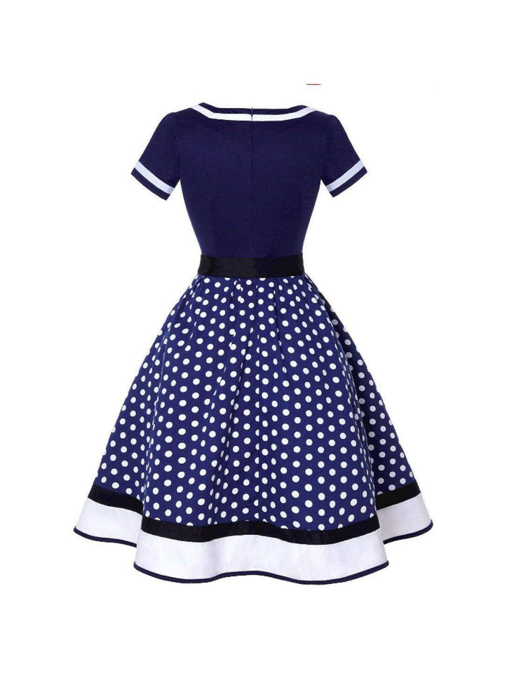 Navy Polka Dot 50s Dress