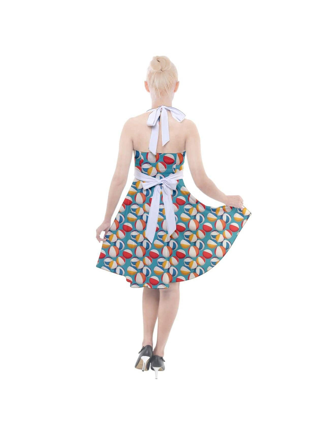 Retro Beach Balls Halter Party Swing Dress