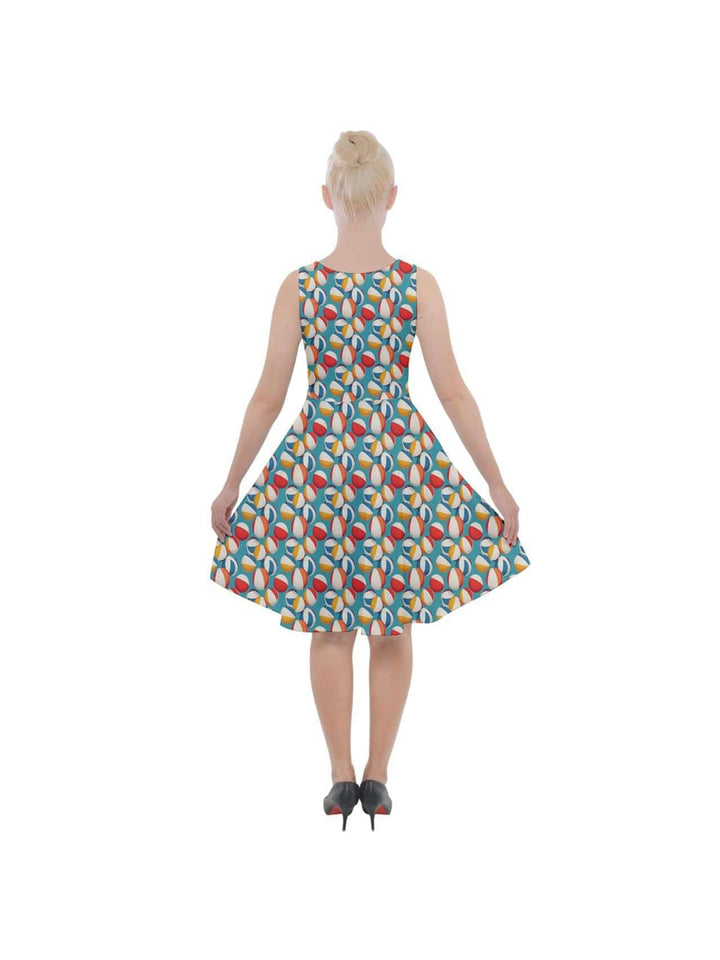 Retro Beach Balls Knee Length Skater Dress With Pockets